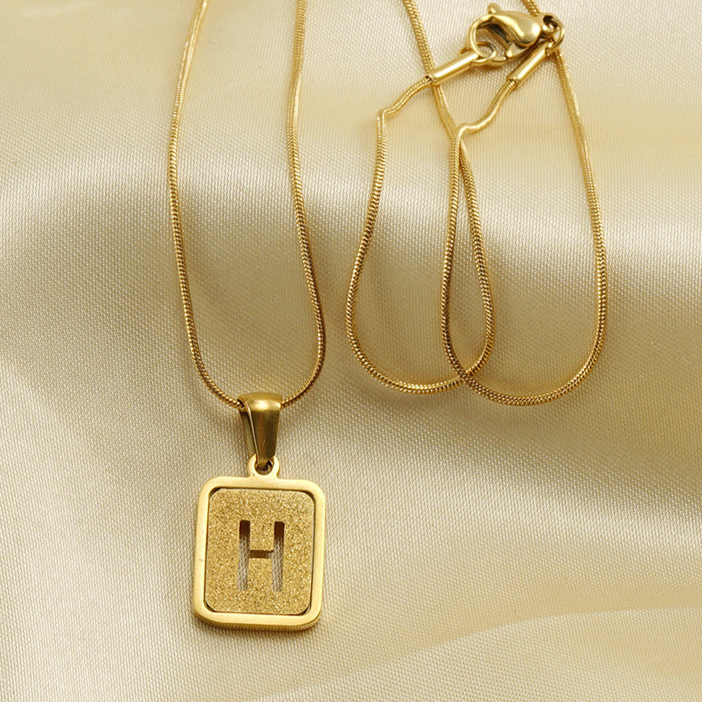 Square Hallow Letter Initial Necklace