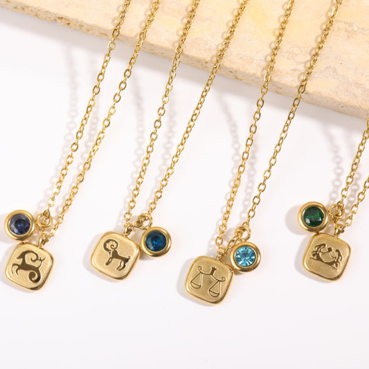 Vintage Constellation Birthstone Necklace