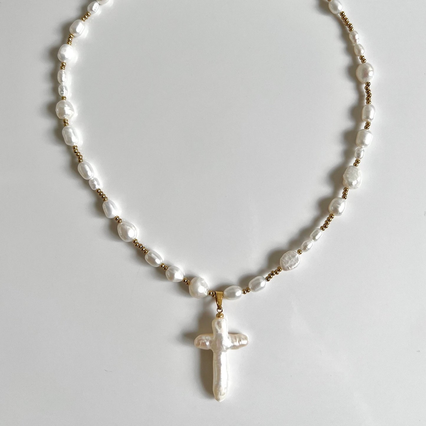 Pearls & Shell Cross Necklace - Forge & Form