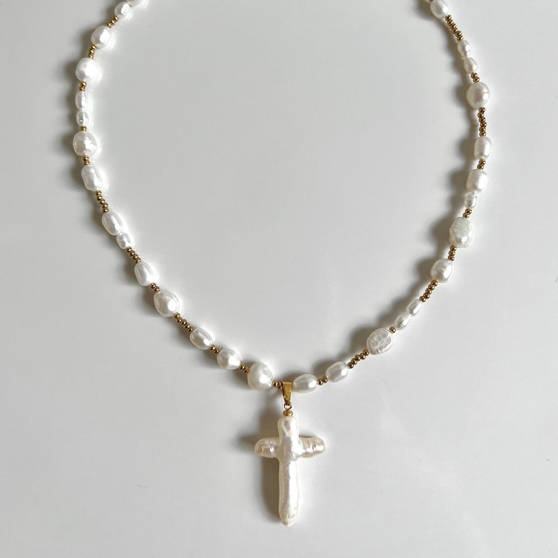 Pearls & Shell Cross Necklace - Forge & Form