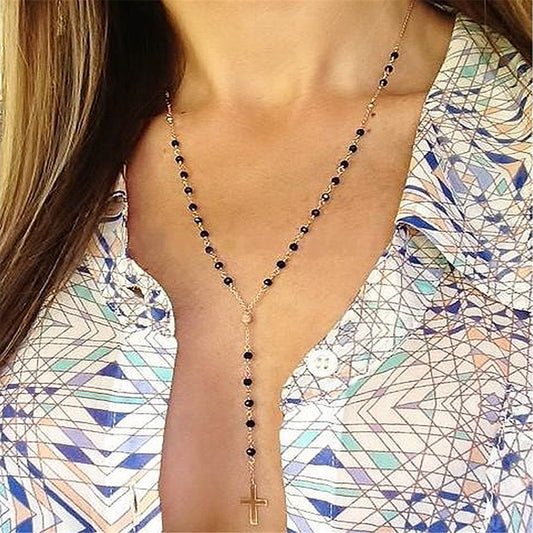 Beaded Cross Lariat
