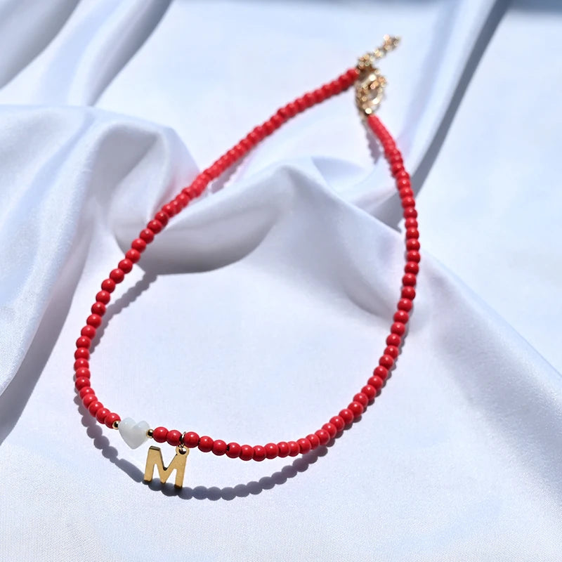 Beaded Offset Monogram Choker