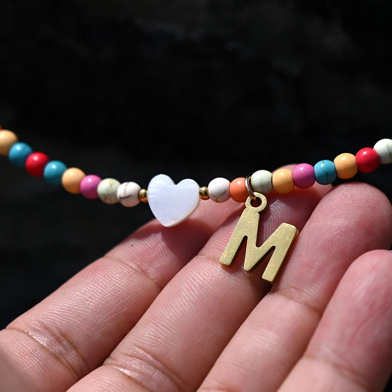 Beaded Offset Monogram Choker