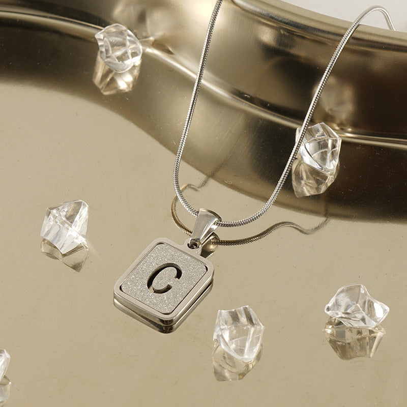Square Hallow Letter Initial Necklace