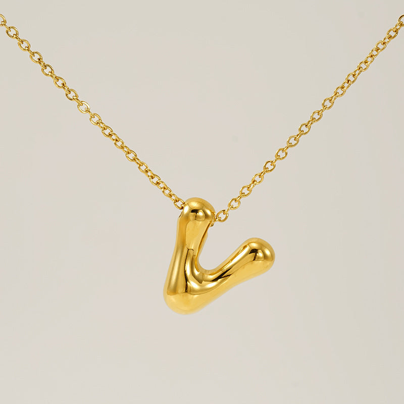 Glossy Bubble Letter Necklace