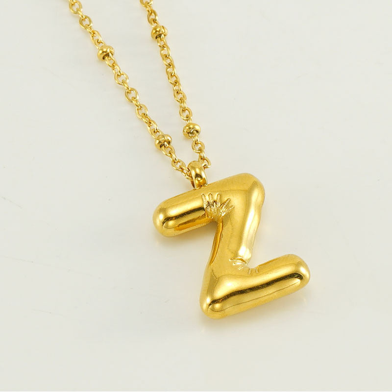 Large Bubble Letter Pendant Necklace
