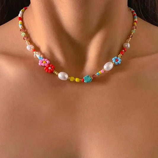 Colorful Boho Beaded Choker