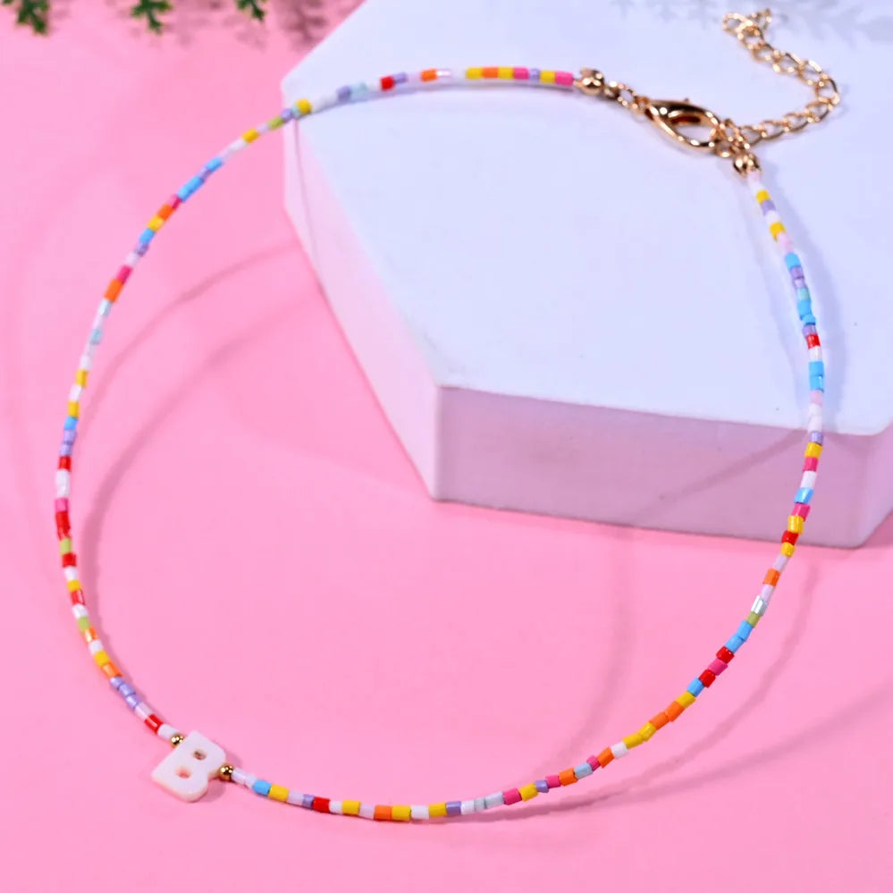 Beaded Monogram Choker Necklace