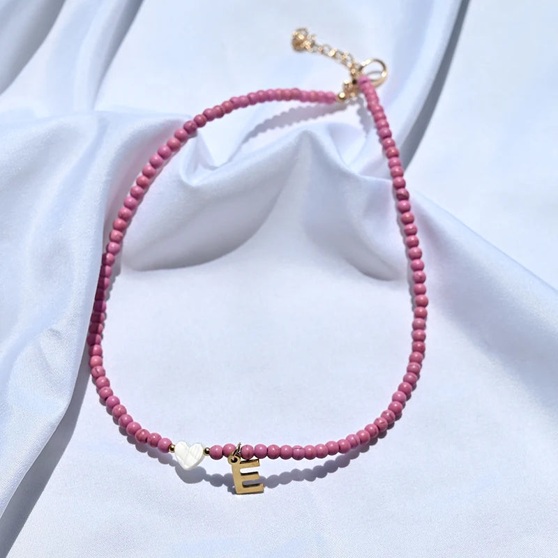 Beaded Offset Monogram Choker