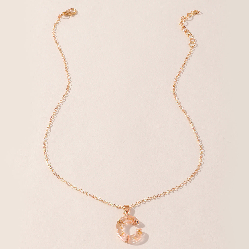 Acrylic Gold Leaf Initial Necklace