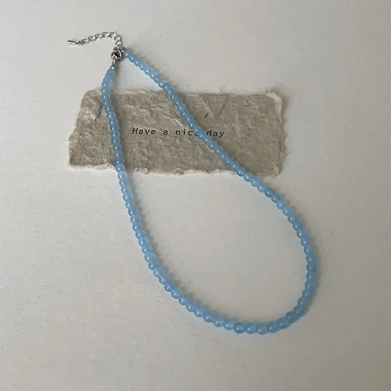 Round Natural Stone Beaded Necklace