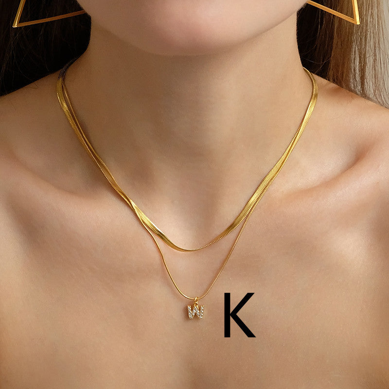 Herringbone Layered Initial Necklace