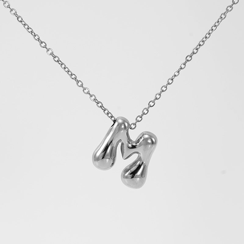 Glossy Bubble Letter Necklace