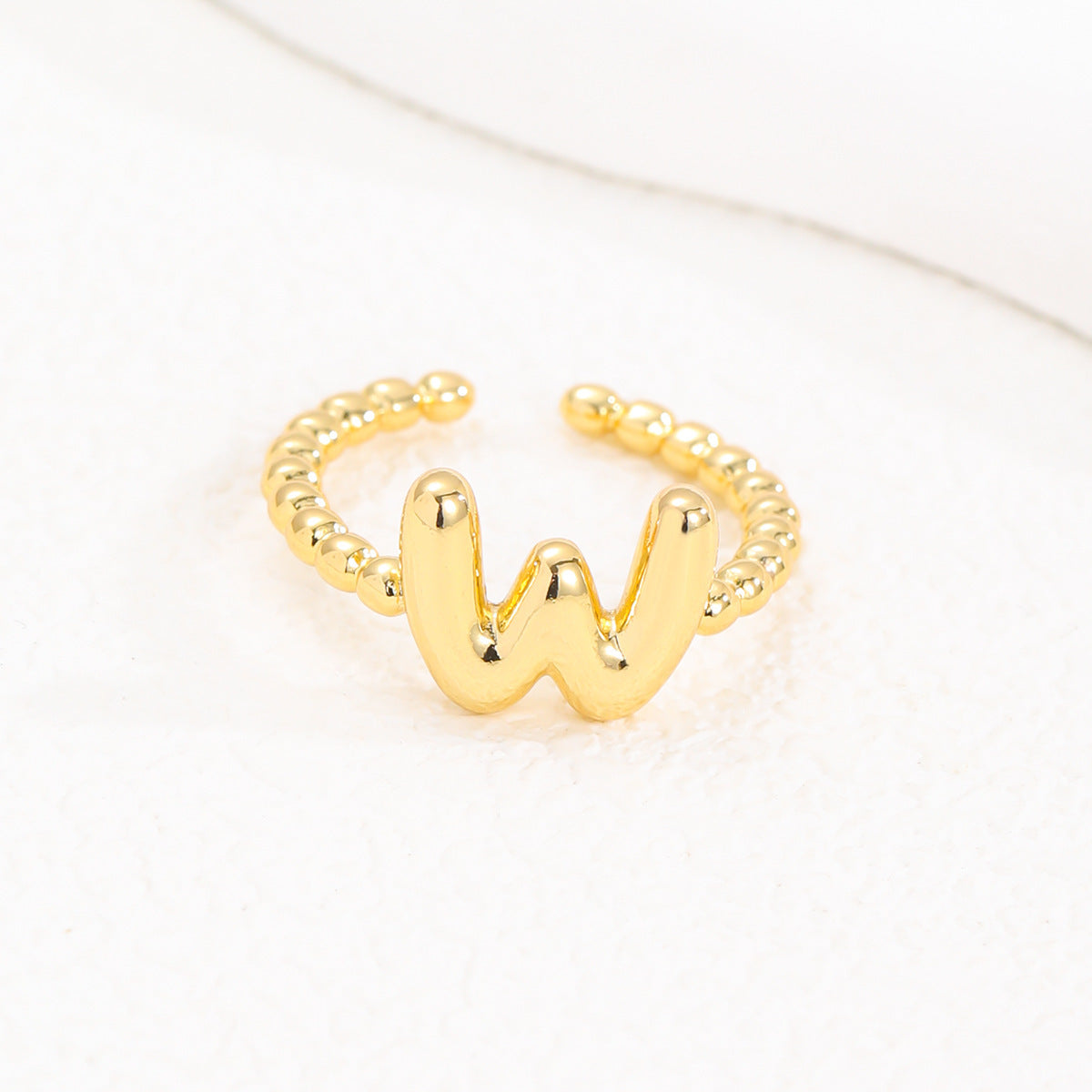 18K Gold Glossy Brass Balloon 26 PCs Letters Ring - Forge & Form