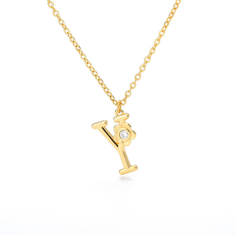Rose Initial Necklace
