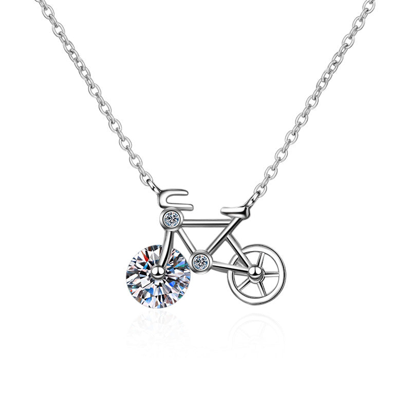 Sterling Silver Moissanite Bicycle Charm Necklace - Forge & Form