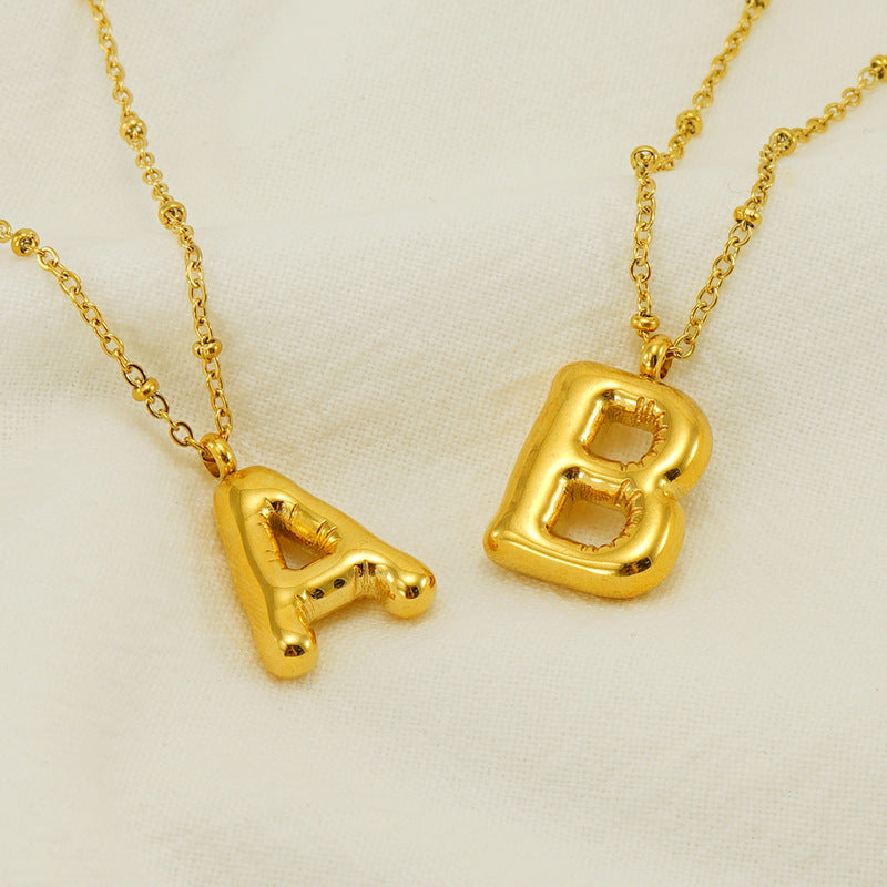Large Bubble Letter Pendant Necklace