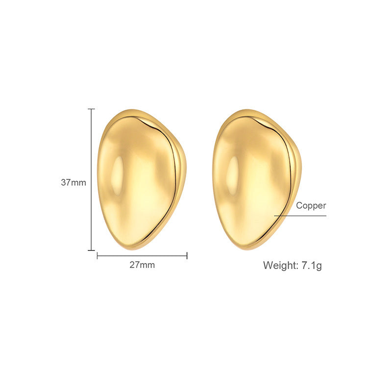 Geometric Bean Stud Earrings