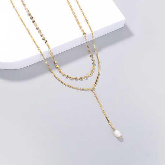 Sequin Pearl Lariat