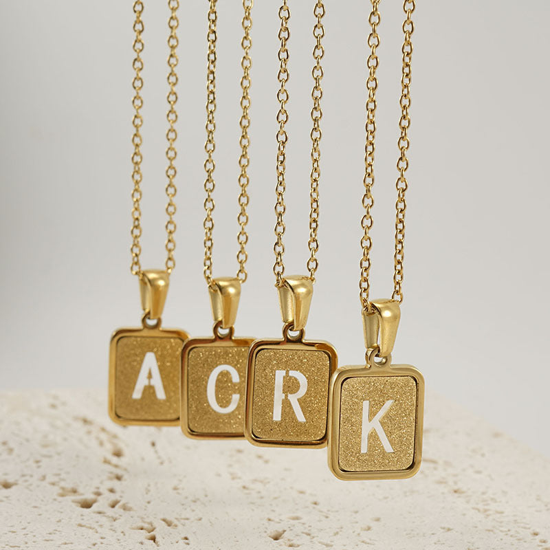 Square Hallow Letter Initial Necklace