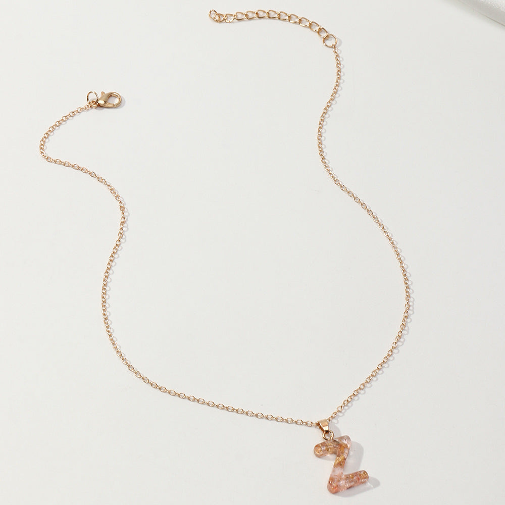 Acrylic Gold Leaf Initial Necklace