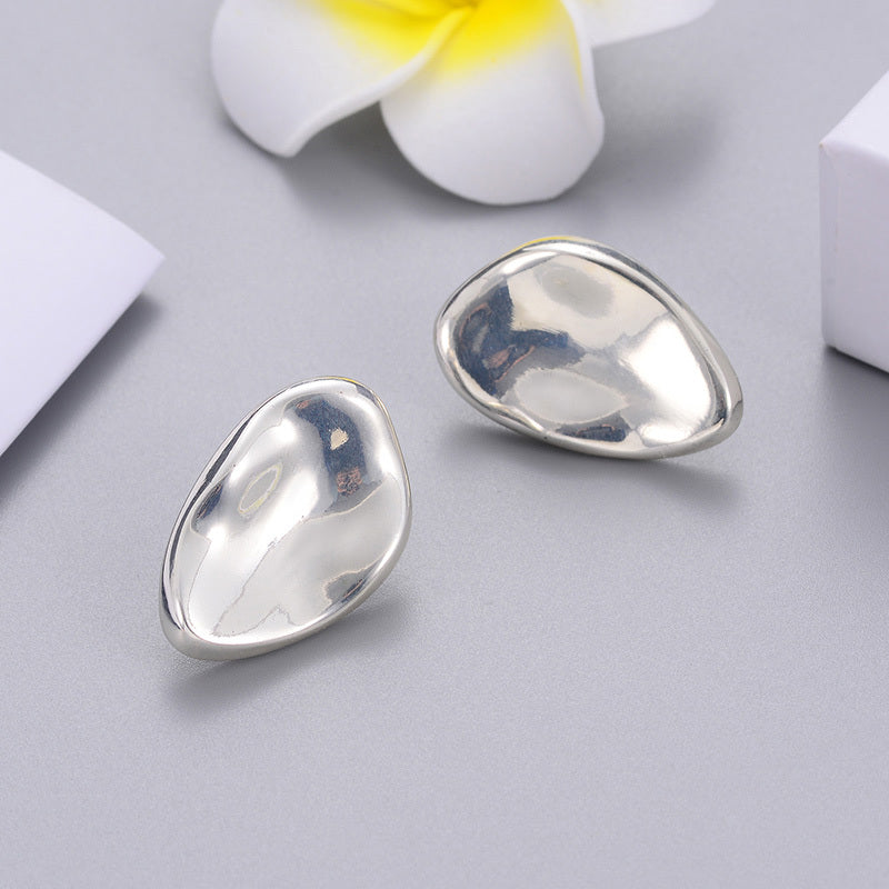 Geometric Bean Stud Earrings