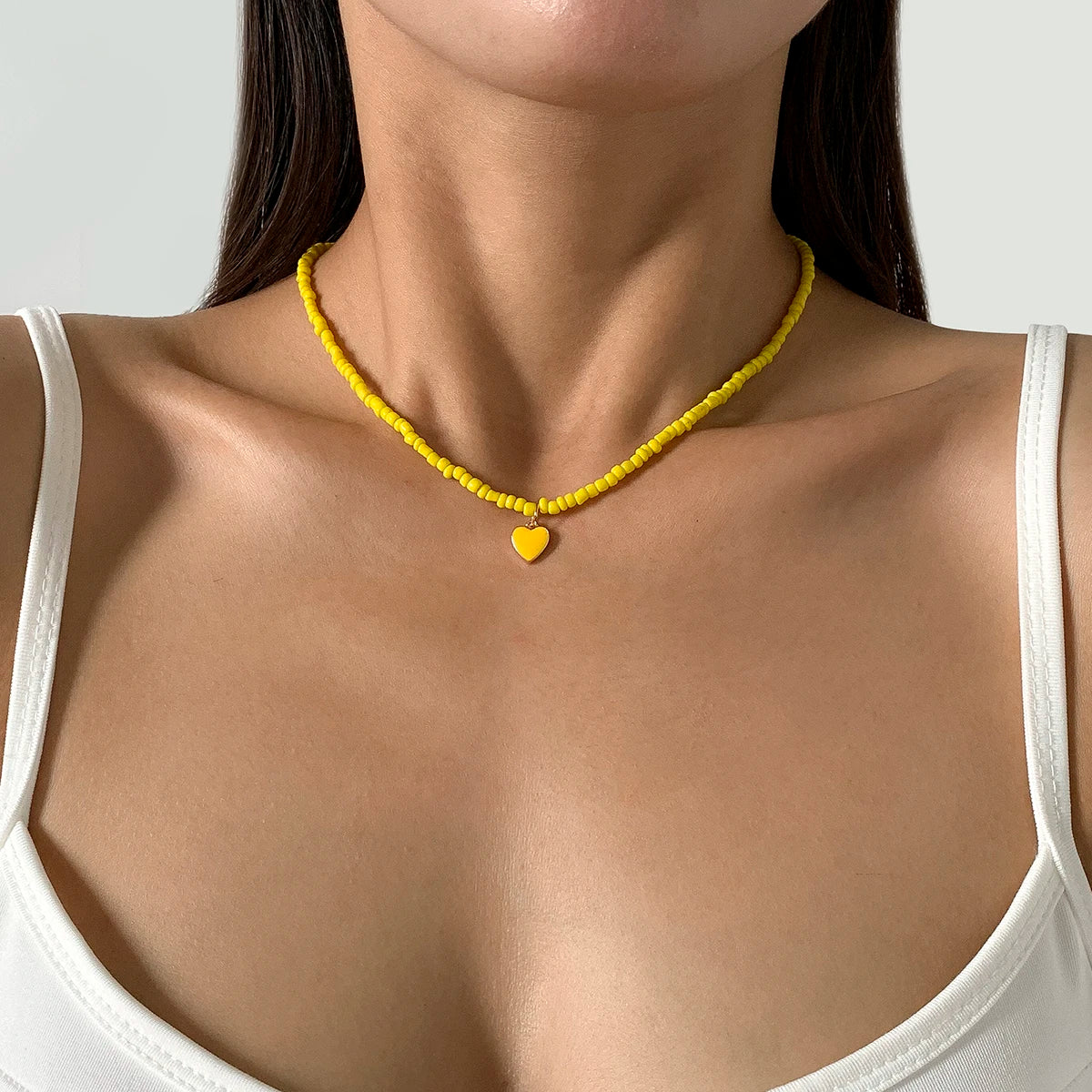 Small Beaded Heart Pendant Necklace