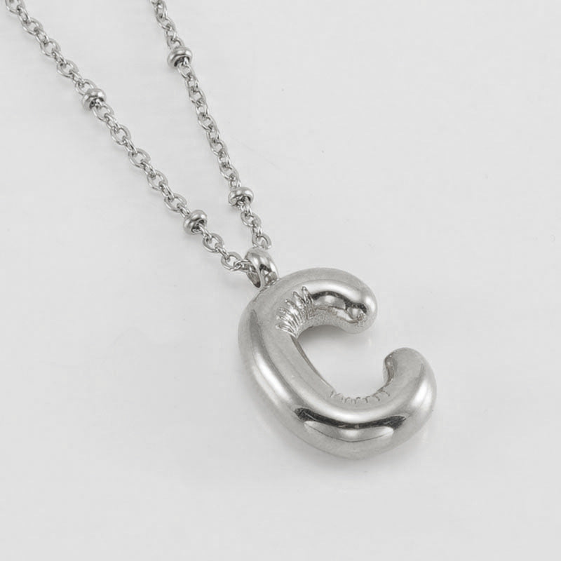 Large Bubble Letter Pendant Necklace