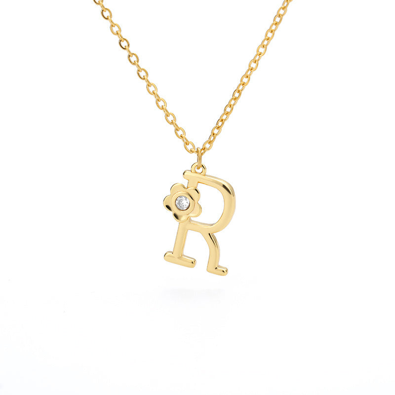 Rose Initial Necklace