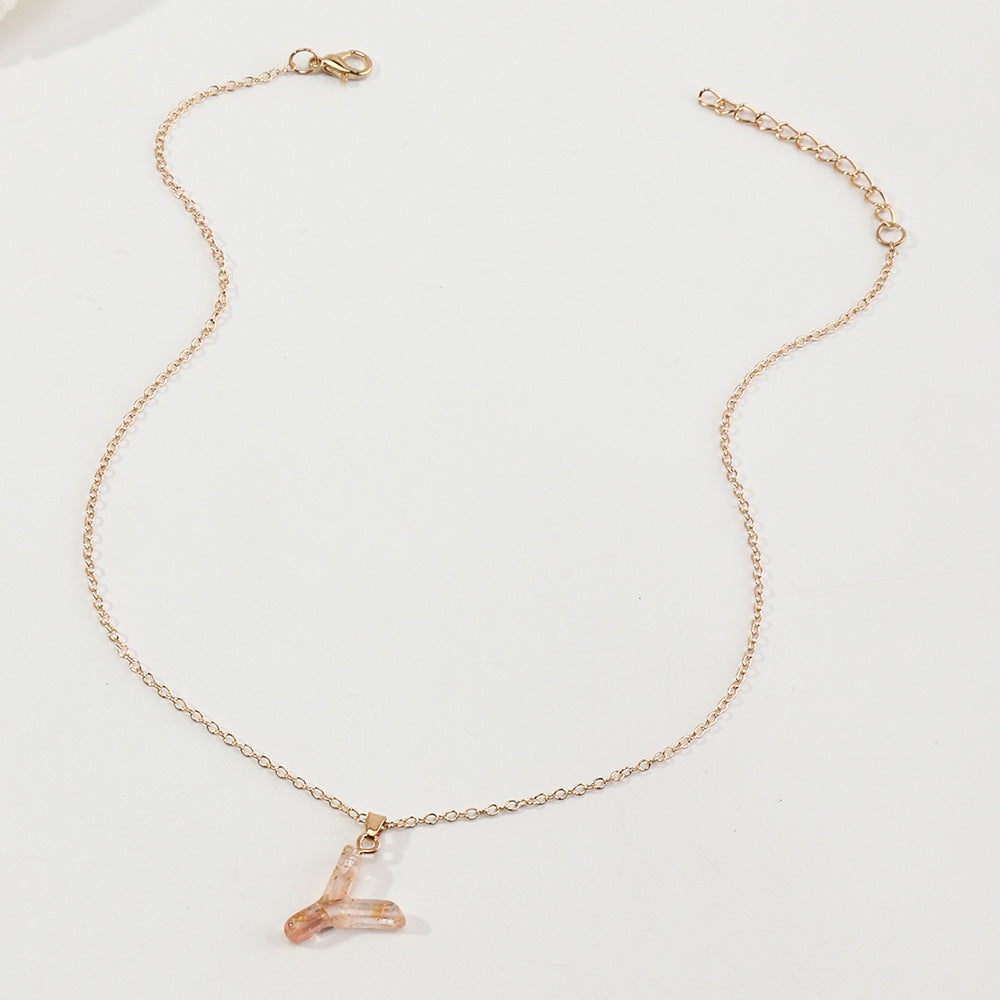 Acrylic Gold Leaf Initial Necklace