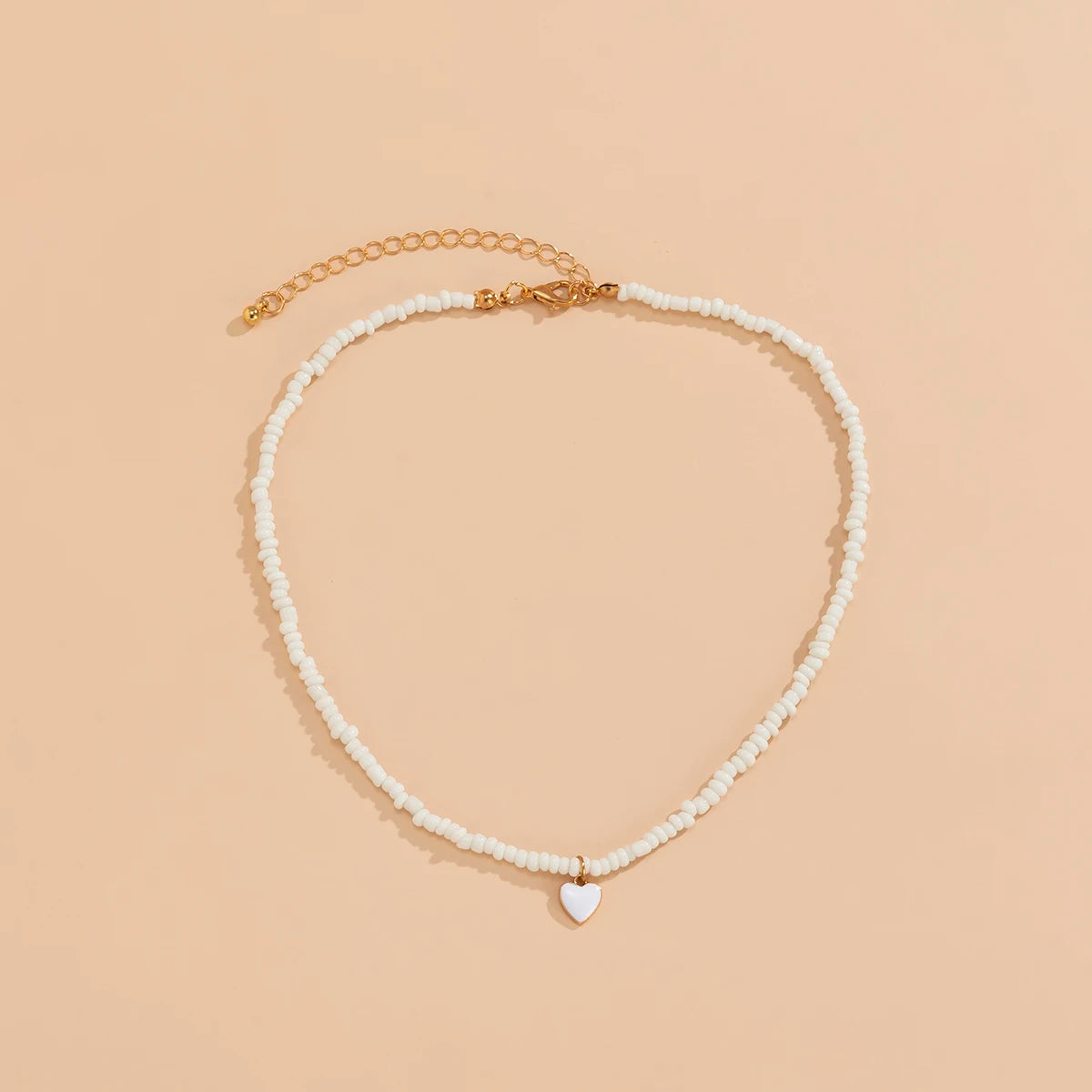 Small Beaded Heart Pendant Necklace