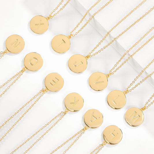 Round Pendant Initial Necklace