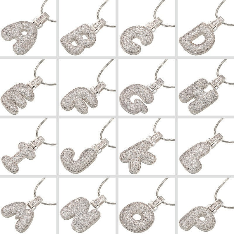 Bubble Letter Initial Necklace