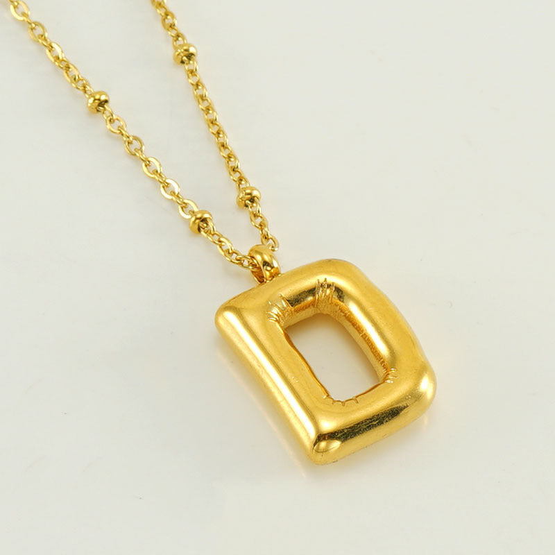 Large Bubble Letter Pendant Necklace