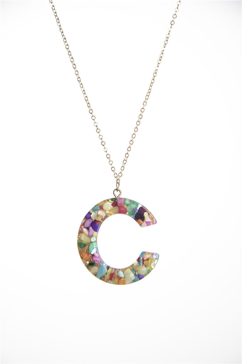 Resin Initial Necklace
