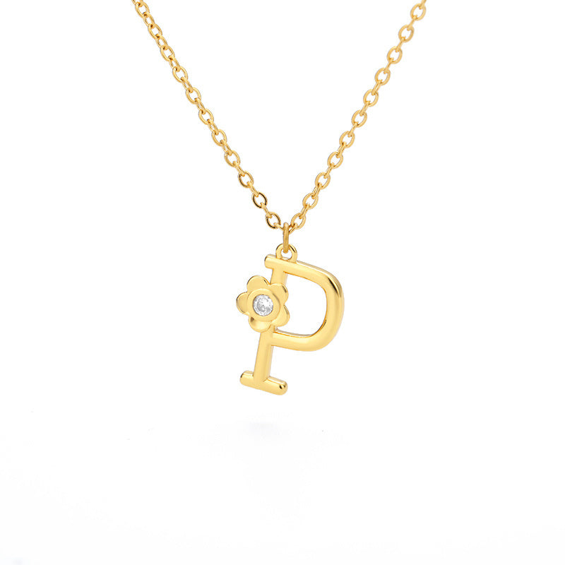 Rose Initial Necklace