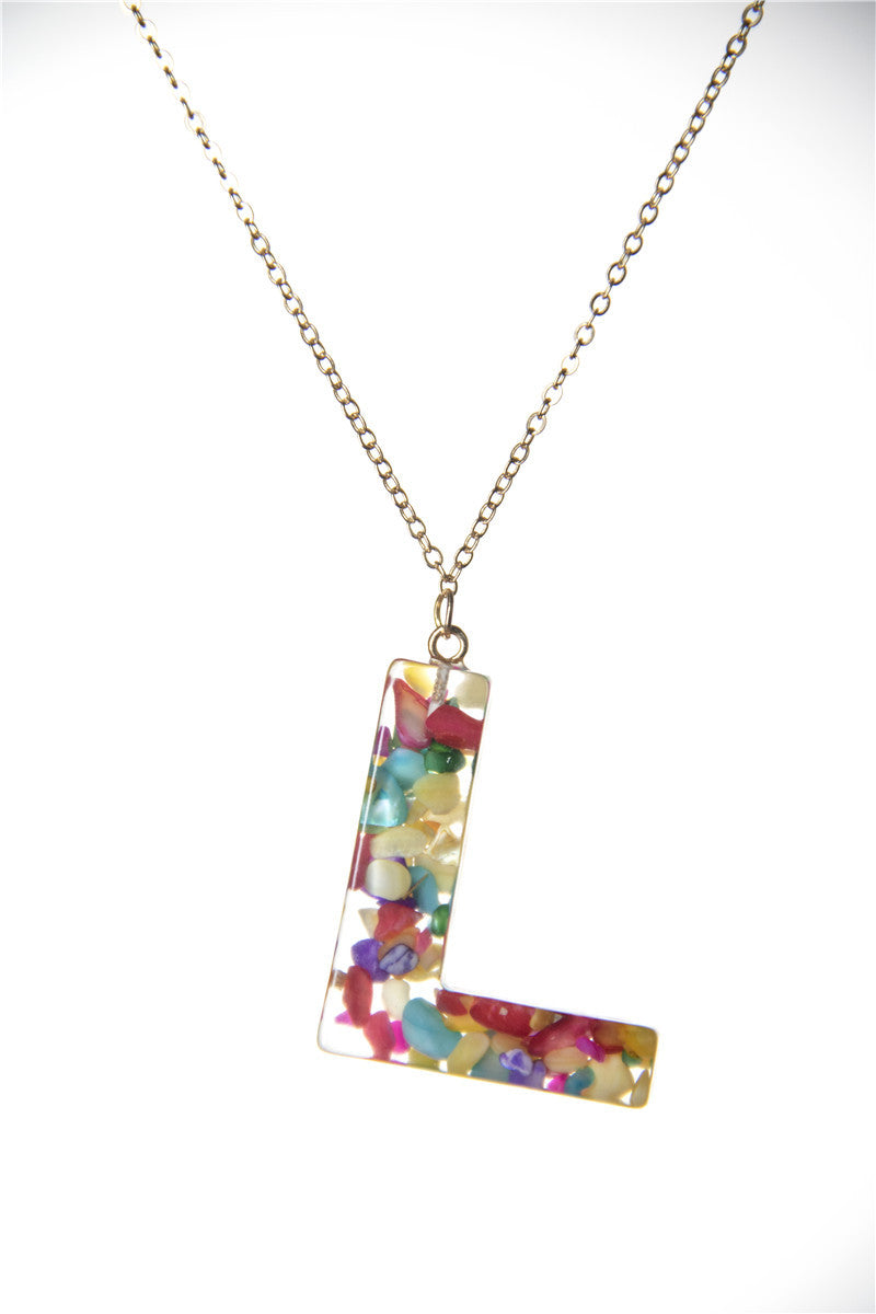 Resin Initial Necklace