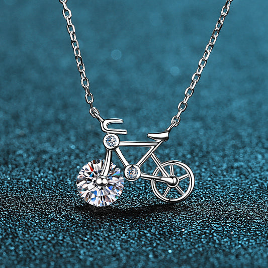 Sterling Silver Moissanite Bicycle Charm Necklace - Forge & Form
