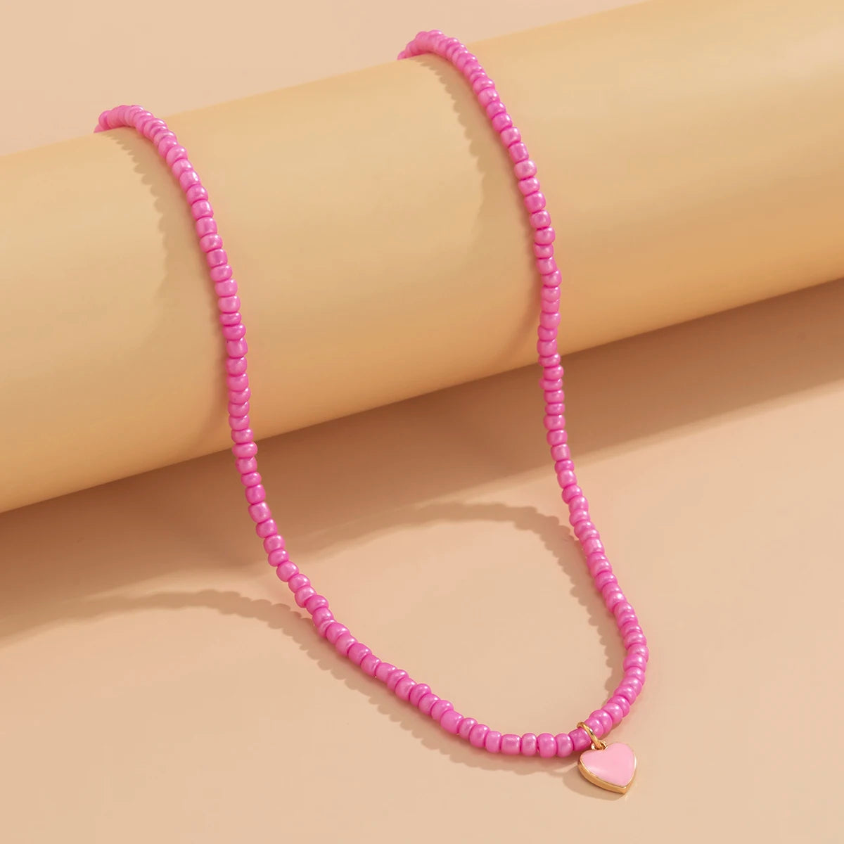 Small Beaded Heart Pendant Necklace