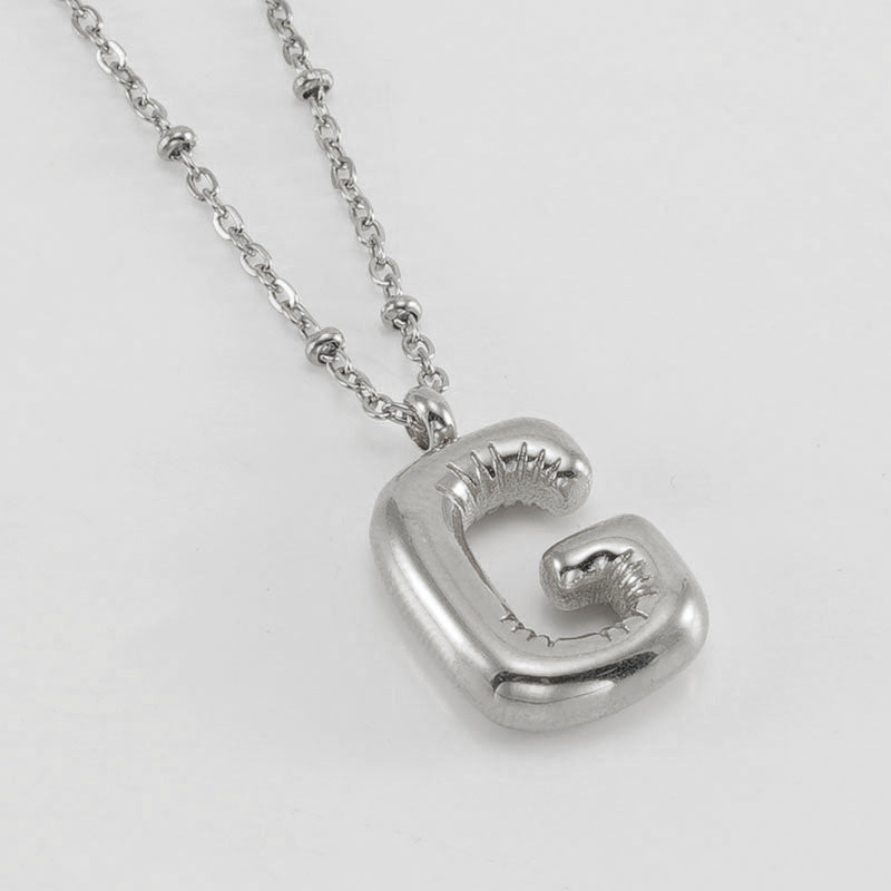 Large Bubble Letter Pendant Necklace