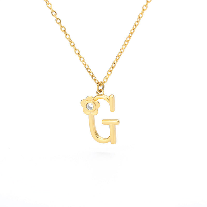 Rose Initial Necklace