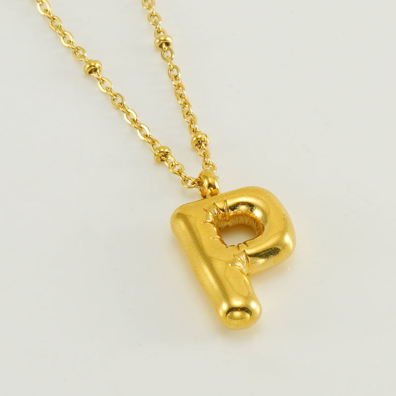 Large Bubble Letter Pendant Necklace