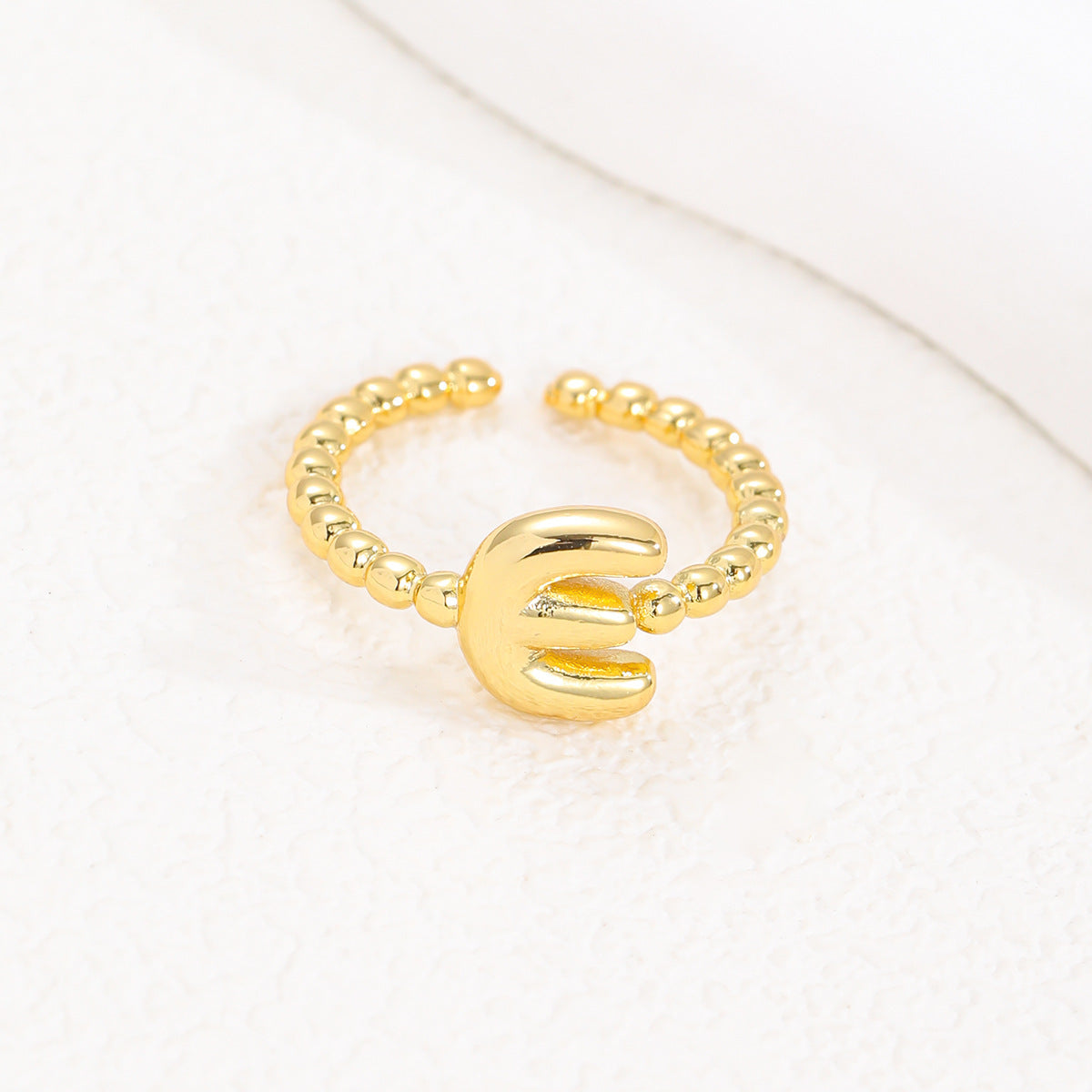 18K Gold Glossy Brass Balloon 26 PCs Letters Ring - Forge & Form