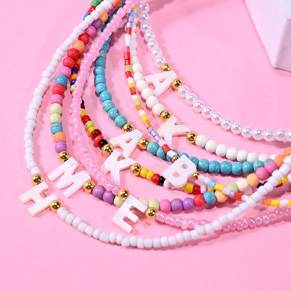 Beaded Monogram Choker Necklace
