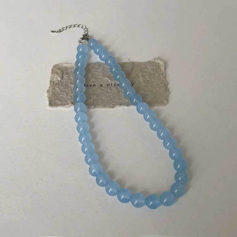 Round Natural Stone Beaded Necklace