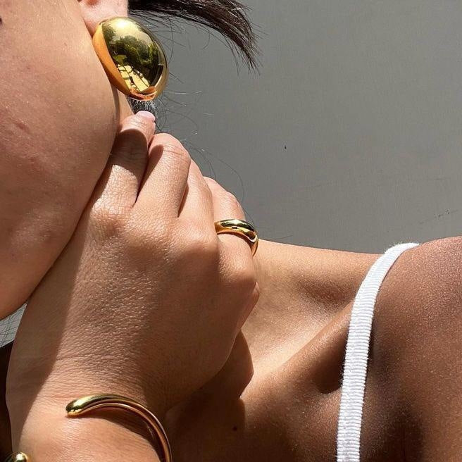 Carrie Chunky Bean Gold Earrings - Forge & Form