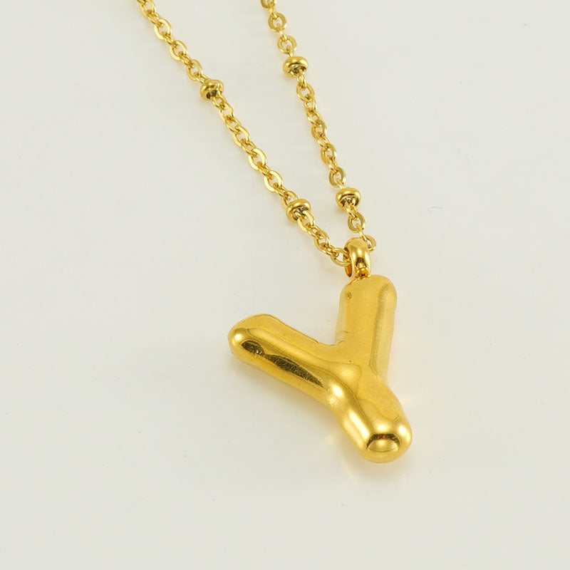 Large Bubble Letter Pendant Necklace